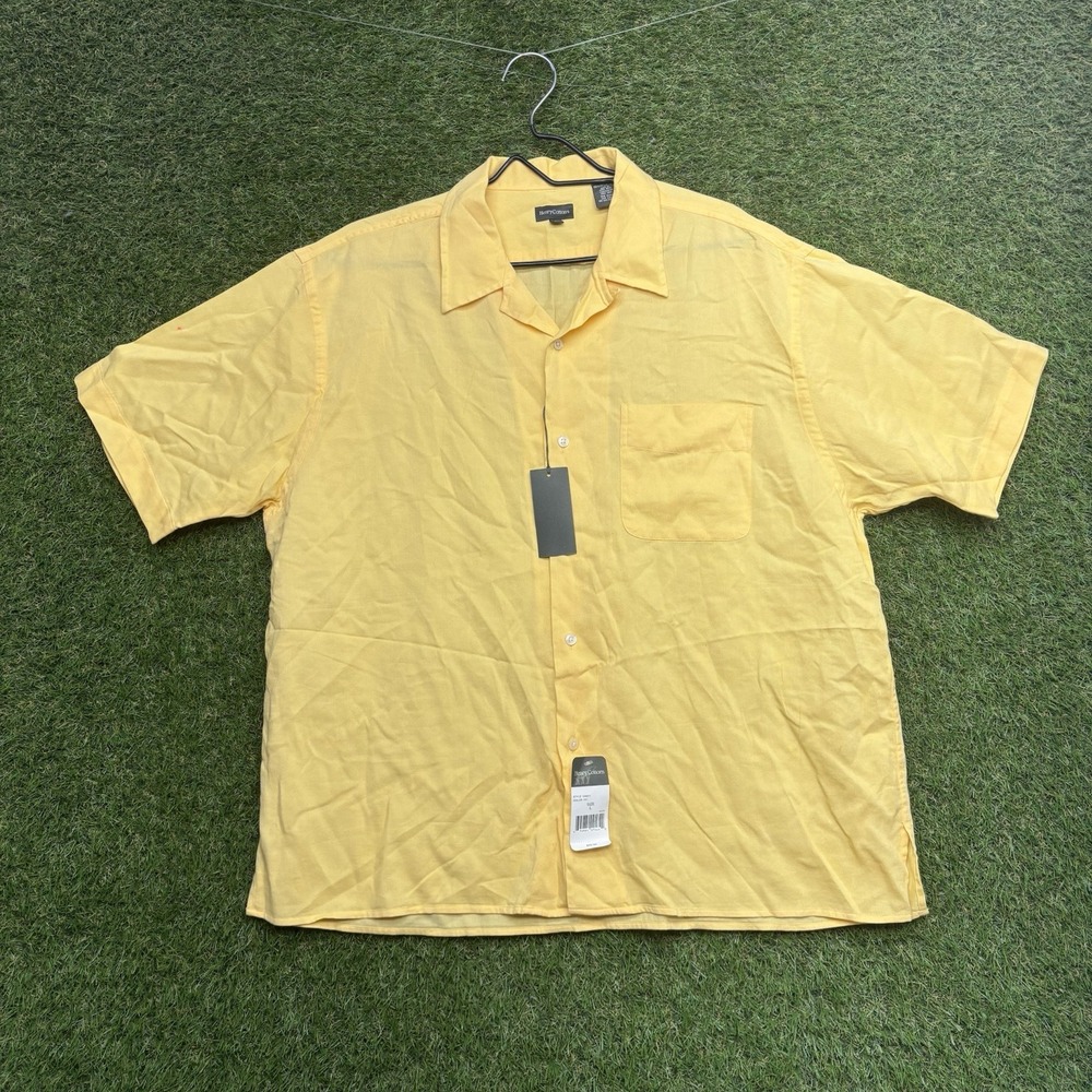 Henry Cotton's Button Down Shirt Mens Large Short Sleeve Cotton Chest Pocket NWT